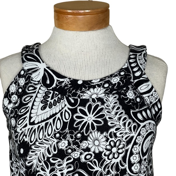 T by Talbots Sleeveless Black & White Casual Knit Dress With Drawstring Waist SP - Picture 2 of 15